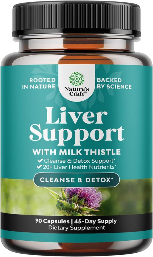 Liver Cleanse and Detox & Repair Formula - Herbal Liver Support Supplement with Milk Thistle Dandelion Root & Artichoke Extract for Liver Health - Silymarin Milk Thistle Liver Detox Capsules 90 Count