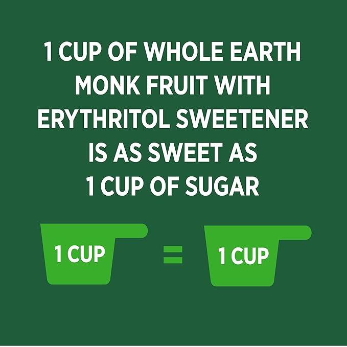 WHOLE EARTH Monk Fruit Sweetener with Erythritol, Plant-Based Sugar Alternative, 12 Ounce Pouch