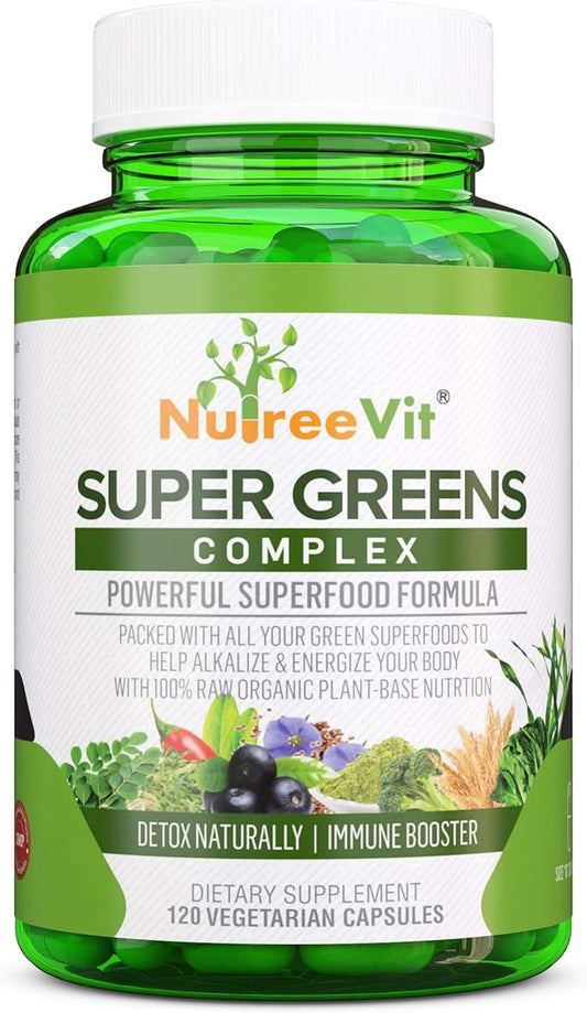 SuperGreens - Spirulina, Chlorella, Wheatgrass + More - Energy & Immune Booster