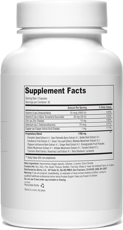 Prostate Support Supplement for Men with Saw Palmetto, Nettle Root, and Pumpkin Seed Extract – (1 Bottle)