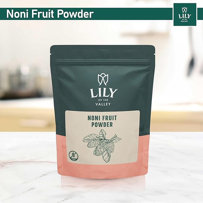 Lily of the Valley Noni Fruit Powder - Morinda Citrifolia - Superfood Indian Mulberry - Cheese Fruit - Great for Smoothies and Recipes - Vegan & Gluten-Free - (16oz, 453g)- Package May Vary