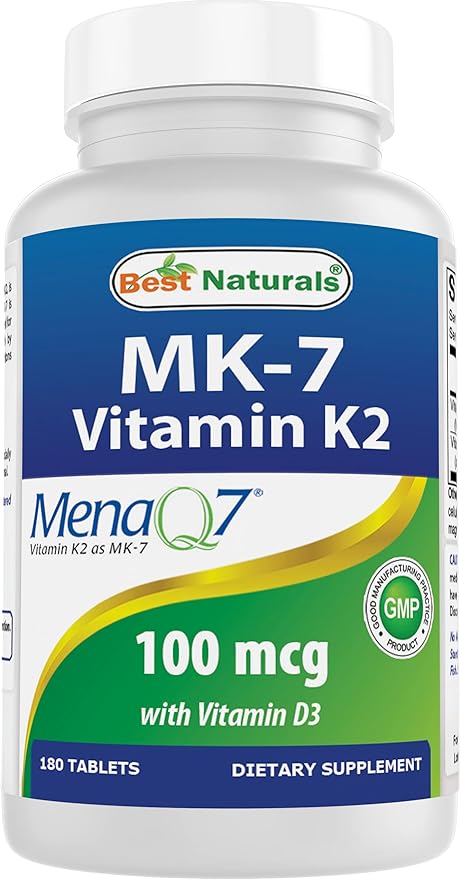 Best Naturals Vitamin K2 (MK7) with D3 Supplement Bone and Heart Health (5000 IU Vitamin D3 & 100 mcg Vitamin K2 MK7), 180 Tablets