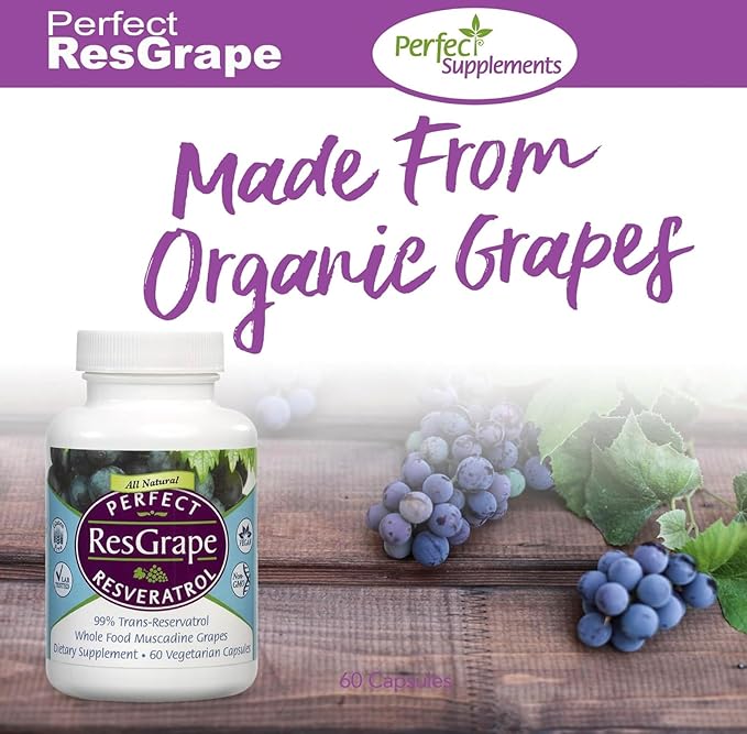 Perfect Supplements – Perfect ResGrape Resveratrol – 60 Veggie Capsules – Trans-Resveratrol & Organic Muscadine Grape