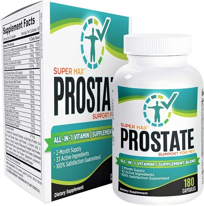 2-Month Prostate Health Support Supplement with 33 Active Ingredients - Prostate Supplements for Men - Prostate Pills - 180 Capsules