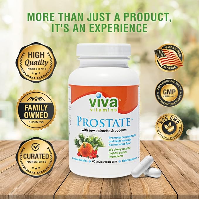 Prostate Health Vitamins Men with Pygeum, Saw Palmetto, and Pumpkin Seed Oil, Prostate Shrinking Supplement for Enlarged Prostate, Supports Prostate Pro Health, 60, Veggie Caps