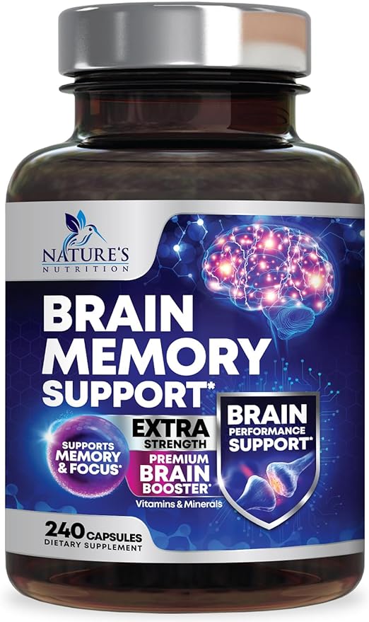 Nootropic Brain Supplements for Memory and Focus - 40 Nootropics & Vitamins to Support Clarity & Concentration, Brain Health Memory Pills with Phosphatidylserine Bacopa Huperzine & DMAE - 240 Capsules