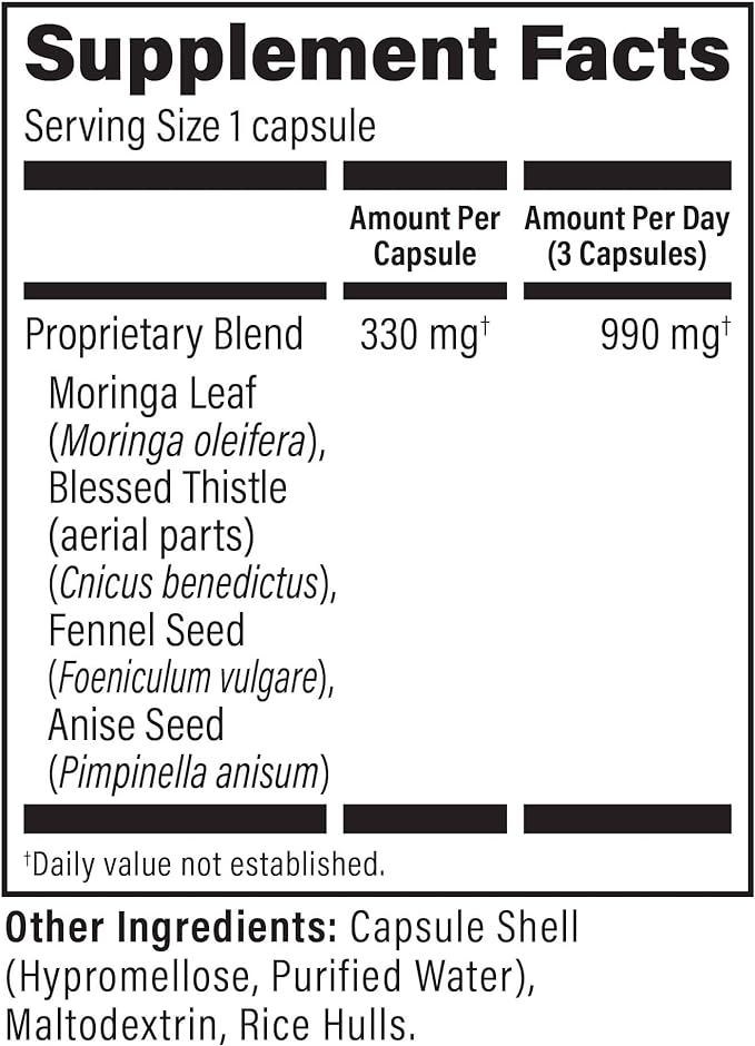 UpSpring Milkflow Breastfeeding Supplement Capsules with Moringa & Blessed Thistle | Fenugreek-Free | Lactation Supplement to Support Breast Milk Supply | 60 Capsules