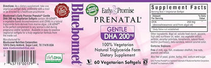 BlueBonnet Early Promise Prenatal Gentle DHA 200 mg Vegetable Capsules, 60 Count ('743715001794)