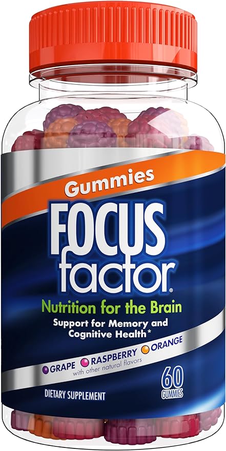 Focus Factor Adults Extra Strength, 120 Count - Brain Supplement for Memory, Concentration & Nootropic Gummies, Memory Supplement for Brain, Phosphatidylserine, Bacopa