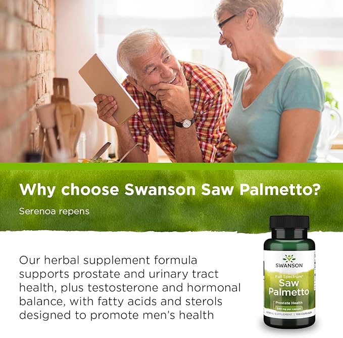 Swanson Saw Palmetto - Herbal Supplement Promoting Male Prostate Health Support - Natural Hair Supplement & Urinary Health Support - 540 mg 100 Capsules (4 Pack)