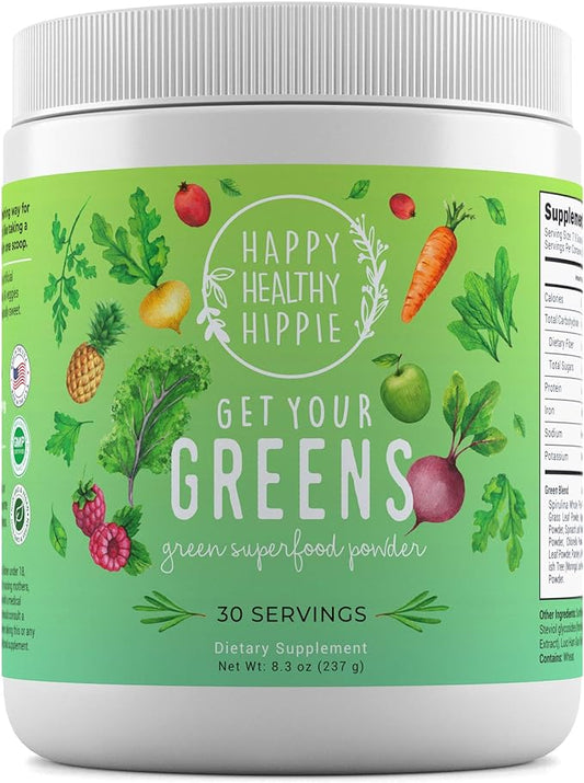 Greens Superfood Powder – Powerful Servings of 10 [Super Green Juice Blend], 8 Superfood Antioxidants, 6 Key Enzymes, 10 Billion Probiotics – Delicious, Non-GMO, Sugar Free, Easy to Mix