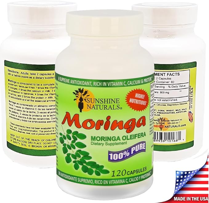 Moringa Dietary Supplement. Immune System Aid. 120 Capsules