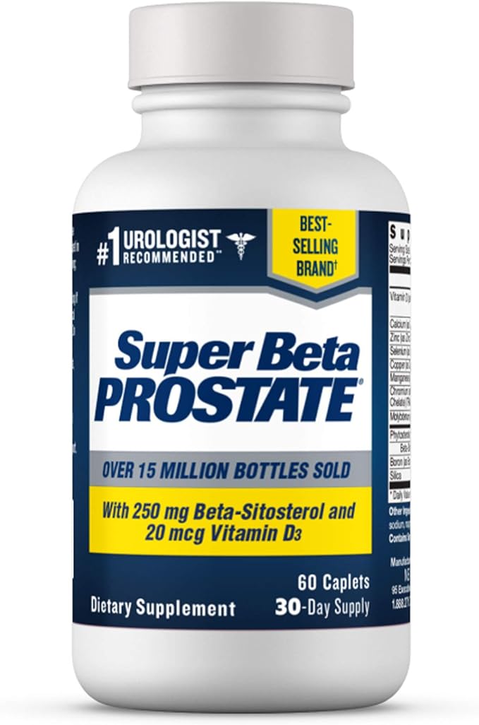 New Vitality Super Beta Prostate Support Supplement for Men's Health - Reduce Bathroom Trips, Promote Sleep, Better Bladder Emptying & Healthy Prostate, Beta Sitosterol (60ct, 1 Bottle)