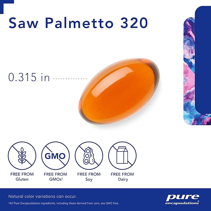 Pure Encapsulations Saw Palmetto 320 - Fatty Acids & Other Essential Nutrients to Support Metabolism & Urinary Function - with Saw Palmetto Extract - 120 Softgel Capsules