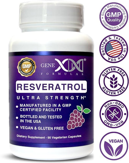 GENEX 1500mg Resveratrol with BioPerine for Absorption (3 Pack) | Organic Trans-Resveratrol Capsules from Japanese Knotweed, Antioxidant Supplement for Healthy Aging