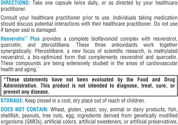 XYMOGEN Resveratin Plus - Patented Pterostilbene + Trans-Resveratrol with Quercetin Antioxidants Supplement to Promote Cardiovascular + Cellular Health, Healthy Aging, Immune Support (60 Capsules)