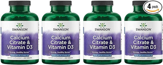 Swanson Calcium Citrate & Vitamin D3 250 Tabs 4 Pack