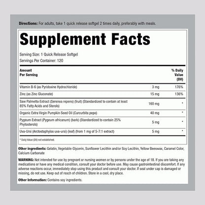 Piping Rock Saw Palmetto Extract | 120 Softgels | Standardized Prosta Palmetto | Super Strength | Non-GMO, Gluten Free