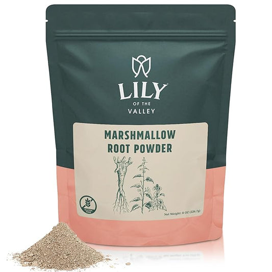 Lily of the Valley Marshmallow Root Powder - Althaea Officinalis Powder - Non-Irradiated - Filler Free - Vegan & Gluten-Free - Packed in Resealable Pouch (8oz, 226g)