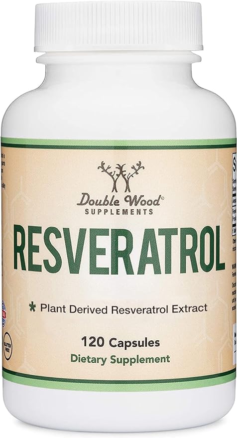 Resveratrol Supplement 500mg Per Serving, 120 Capsules (Resveratrol Polygonum Root Extract Providing 50% Trans Resveratrol) Healthy Aging Support by Double Wood