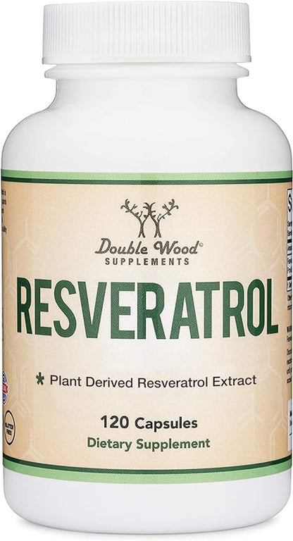 Resveratrol Supplement 500mg Per Serving, 120 Capsules (Resveratrol Polygonum Root Extract Providing 50% Trans Resveratrol) Healthy Aging Support by Double Wood