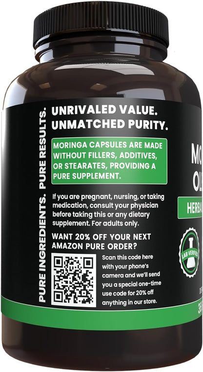 Pure Original Ingredients Moringa (365 Capsules) No Magnesium Or Rice Fillers, Always Pure, Lab Verified