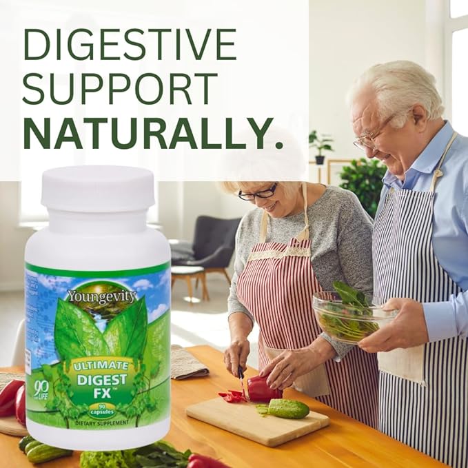 Youngevity Ultimate Digest FX™ - Ultra Prebiotic, Probiotic, & Enzyme - Plant Enzyme Blend - FOS Blend - Sea Minerals - 15 Billion Lactobacillus Blend - Digestion Aid - 90 Capsules