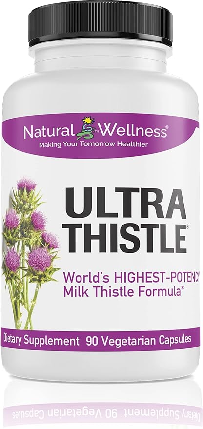 Natural Wellness Herbal Liver Cleanse & Detox Milk Thistle Formula - UltraThistle® Pure Silybin Phytosome and Phosphatidylcholine Patented Formula (No Soy) - 1080mg - 30 Day Supply