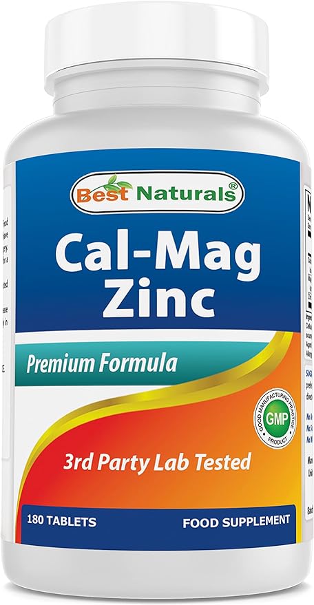 #1 CAL MAG ZINC by Best Naturals - Essential Mineral Complex - Manufactured in a USA Based GMP Certified Facility and Third Party Tested for Purity. Guaranteed!!, 180 Tablets