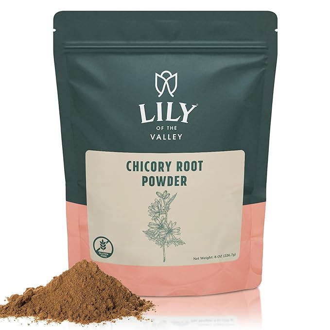 Lily of the Valley Chicory Root Powder - Soluble Fiber Powder - Dissolves Instantly in Hot Water or Milk - Vegan & Gluten-Free - Packed in Resealable Pouch (8oz, 226g)