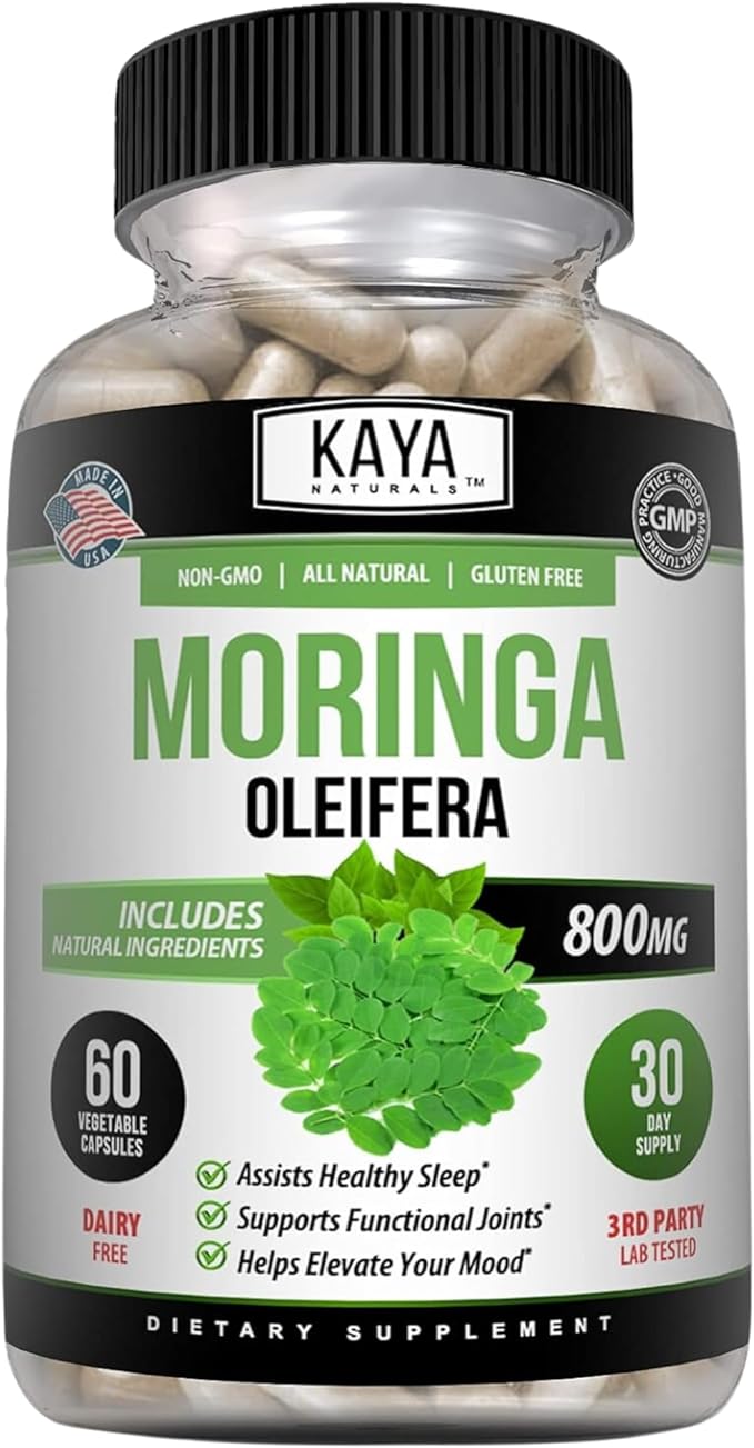 Kaya Naturals Moringa Leaf Extract - Complete Greens Superfood Supplement - Pure Miracle Tree Moringa - Boost Energy Naturally - Nutrient Dense Vitamins for Adult - 60 Veggie Count