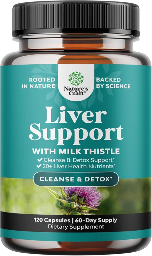 Liver Cleanse and Detox & Repair Formula - Herbal Liver Support Supplement with Milk Thistle Dandelion Root & Artichoke Extract for Liver Health - Silymarin Milk Thistle Liver Detox Capsules 120 Count