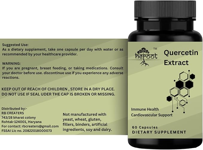 Quercetin Extract Capsules Non-GMO,Gluten-Free, Vegetarian Supports Overall Health Strength Energy (60 capsules)