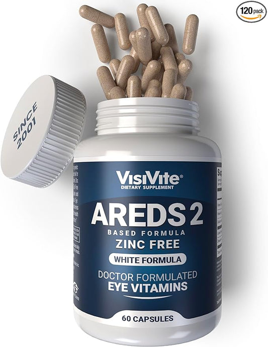 Zinc Free AREDS 2 Eye Vitamins - Zinc Free Eye Vitamins - Zeaxanthin Plus Lutein Eye Vitamins - Soy-Free VCaps - No Zinc and Copper