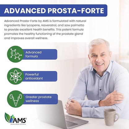 America Medic & Science Advanced Prosta-Forte (90 Caplets) | Prostate Supplement for Men | Dietary Pills with Saw Palmetto Extract, Vitamin D3, Zinc, and Pumpkin Seed Oil for Enhanced Prostate Health