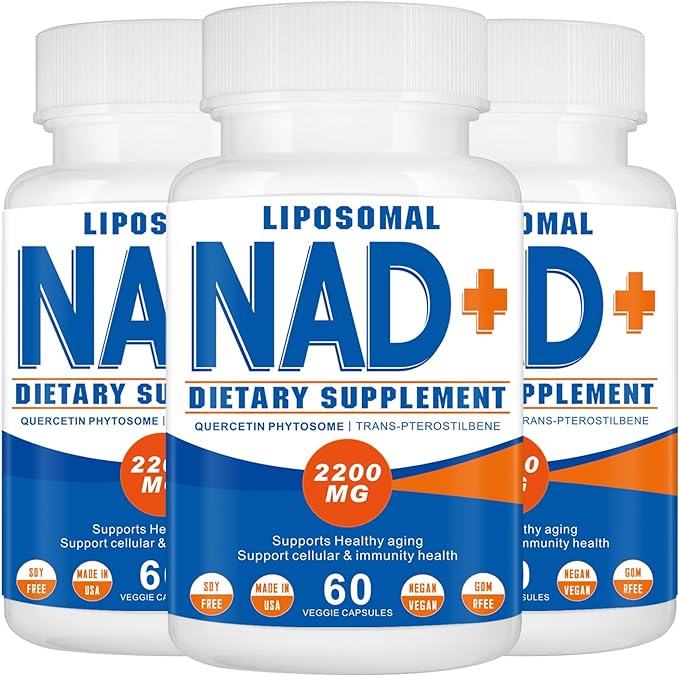 2200mg Liposomal Nad+Supplement,Nad Supplement with Resveratrol+Berberine,Nicotinamide Adenine Dinucleotide,Enhances Mitochondrial Function Old, Contributes to Heart Health, Anti-Aging 60 Capsules(3)