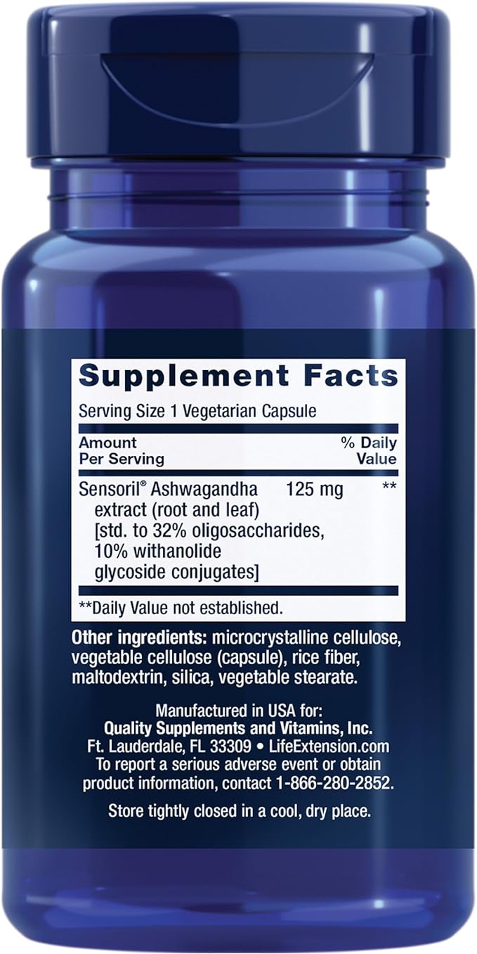 Life Extension Vitamin D3 5000 IU, Ashwagandha - Stress Relief, Focus, Memory, Mood Support - Non-GMO Supplement Bundle