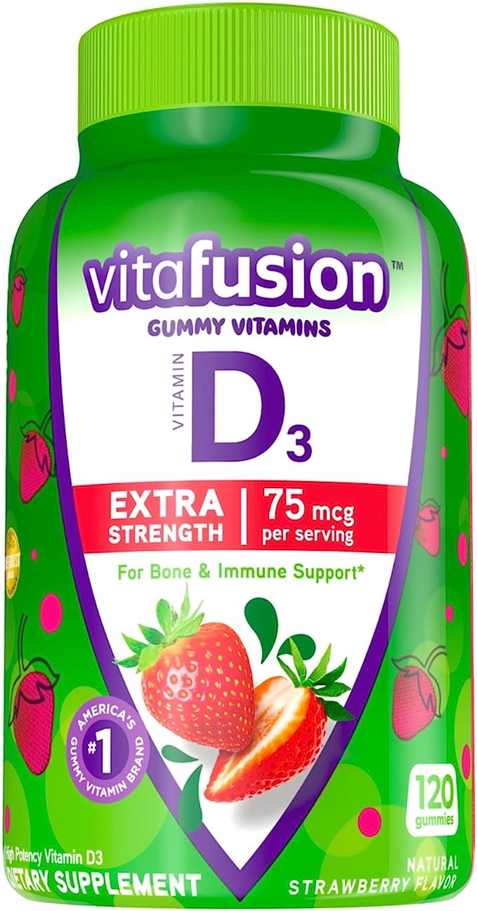 Vitafusion Vitamin D3 Gummy 120 Count and Power C Gummy Vitamins 92 Count Bundle