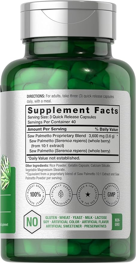 Horbäach Saw Palmetto Extract | 120 Capsules | Non-GMO and Gluten Free Formula | from Saw Palmetto Berries