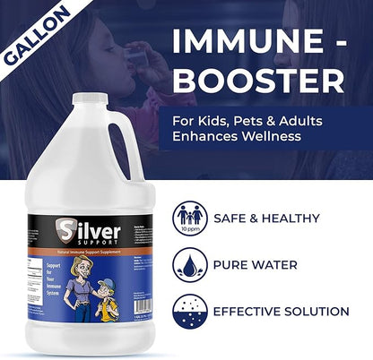 Nano Ionic Silver Technology (1 gallon) with Cutting-Edge 10 ppm - Liquid Immune Booster for Kids, Pets & Adults Enhances Wellness