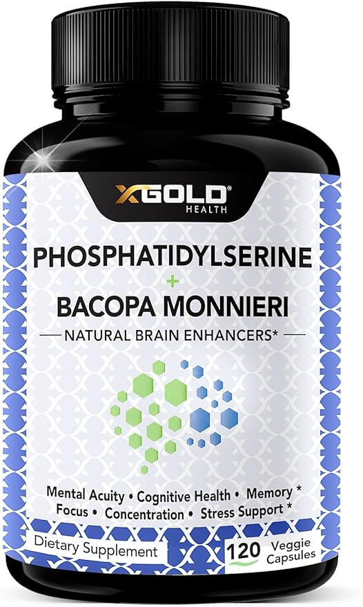 PhosphatidylSerine & Bacopa Monnieri 400 mg 2 in 1 Supplement - Natural Brain Enhancer/Nootropic for Enhanced Focus and Concentration, Memory Support, & Cognitive Function - 120 Vegetarian Capsules