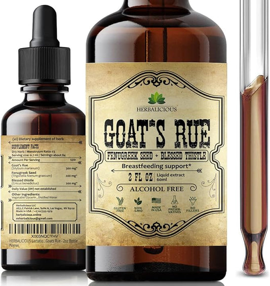 Goat's Rue Liquid Extract 2 fl oz - Natural Herbal Tincture with Goat's Rue, Fenugreek Seeds, Blessed Thistle - Alcohol Free Non-GMO Lactation Supplement for Increased Breast Milk