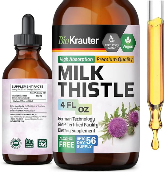 MAUWE HERBS Milk Thistle Liquid Extract - Organic Silymarin Milk Thistle Tincture - Milk Thistle Liver Detox Drops - Liver Supplement - 4 fl. Oz.