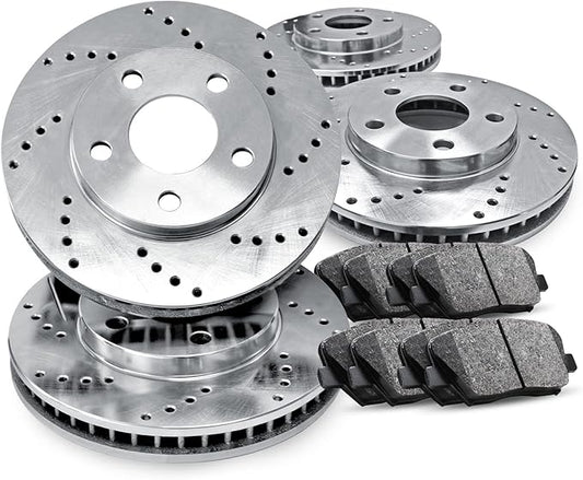 R1 Concepts for Mercedes-Benz CLA250 Front Rear Drilled Brake Rotors+Ceramic Brake Pads