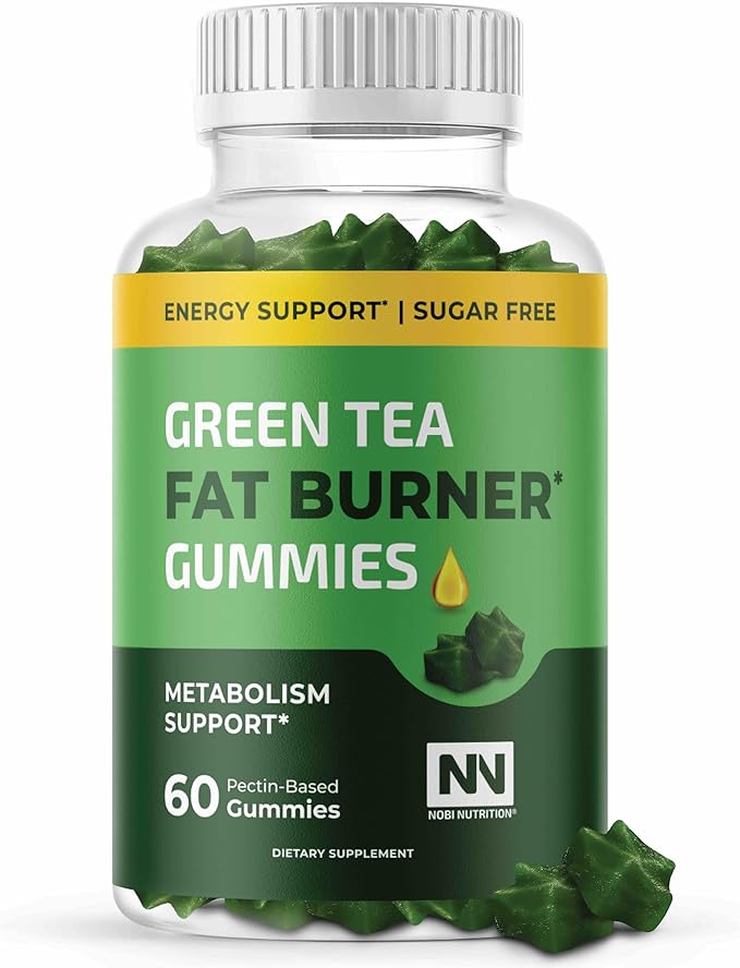 Green Tea Fat Burner Gummies for Weight Loss | Metabolism Boost & Appetite Suppressant with Green Coffee Bean Extract & Garcinia Cambogia | Pills to Burn Belly Fat for Women & Men by Nobi Nutrition