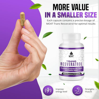 Trans Resveratrol Antioxidant- Helps Combat oxidative Stress- Promotes Healthy Aging - 60 Capsules