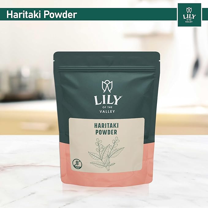 Lily of the Valley Haritaki Powder - Terminalia Chebula - Sourced from India - An Ayurvedic Herb - 100% Natural &No Added Preservative - Vegan & Gluten-Free (8oz, 226g)- Package May Vary