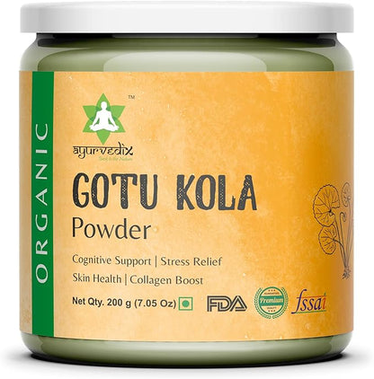 Organic Gotu Kola Powder - Herbal Supplements Boosts Immunity & Sup0ports Digestion | Non-GMO & Gluten-Free - Centella Asiatica - Mandupakarni Powder and Brahmi Powder - 7.05 Oz / 200g