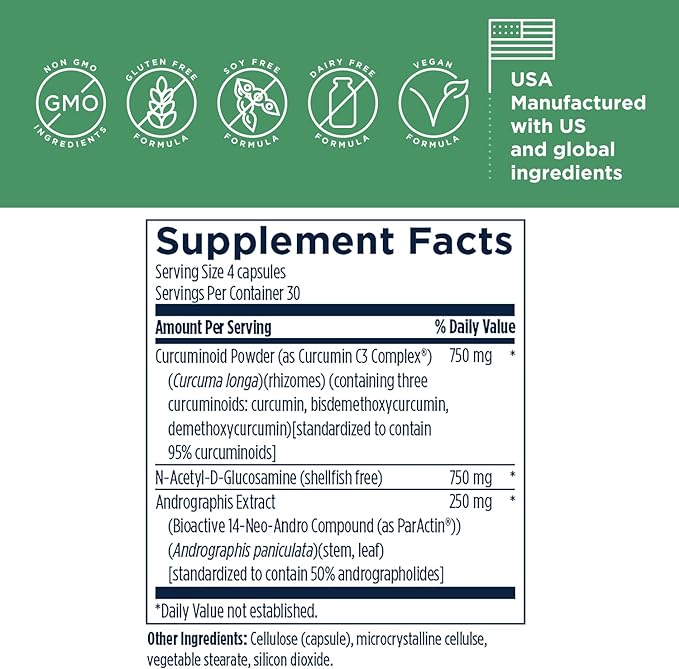 Designs for Health ImmunoMod-A - Immune Support Supplement - Curcumin C3 Turmeric Complex, NAG, Andrographis + N-Acetyl-D-Glucosamine - Non-GMO, Vegan + Gluten Free (120 Capsules)