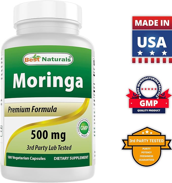 Best Naturals Moringa 500 mg 180 Vegetarian Capsules